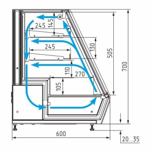 Витрина холодильная настольная Carboma A59 N 1,2-1 (фронт стандартный цвет) - Изображение 4
