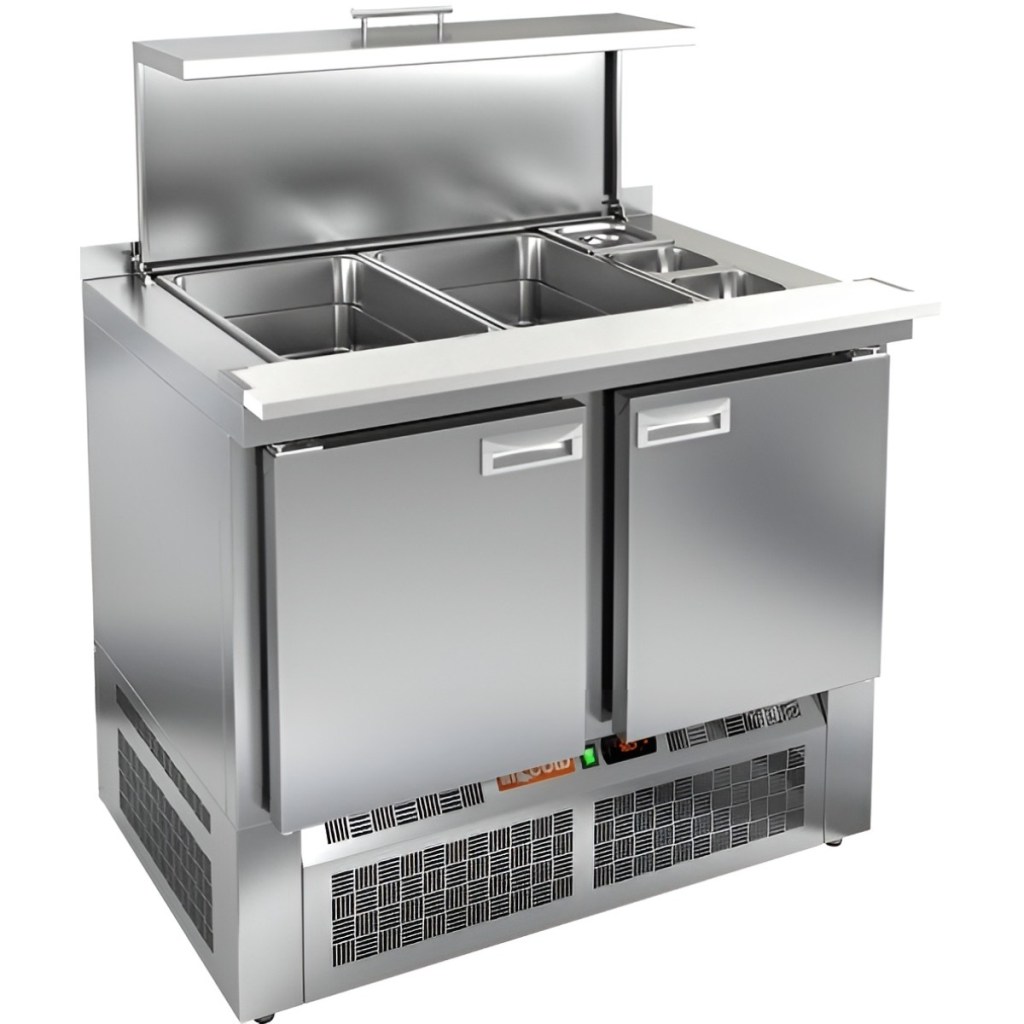 Стол холодильный для салатов HiCold SLE3-11GN полипропилен, с крышкой