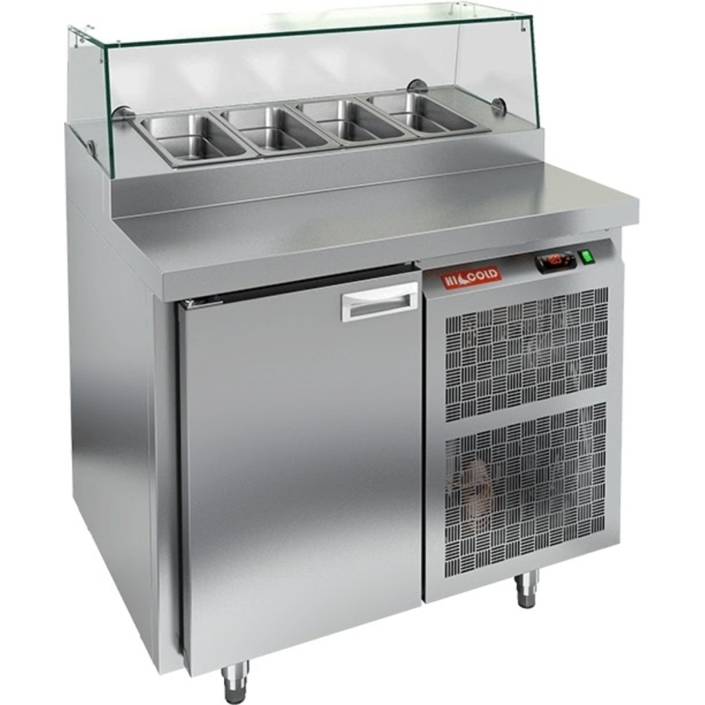 Стол холодильный для пиццы HiCold PZ1-1/GN (1/3H) стекло (R290)