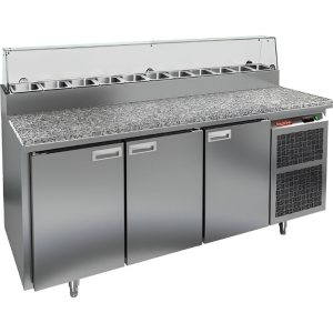 Стол холодильный для пиццы HiCold PZ2-111/GN (1/6H) камень со стеклом (R290)