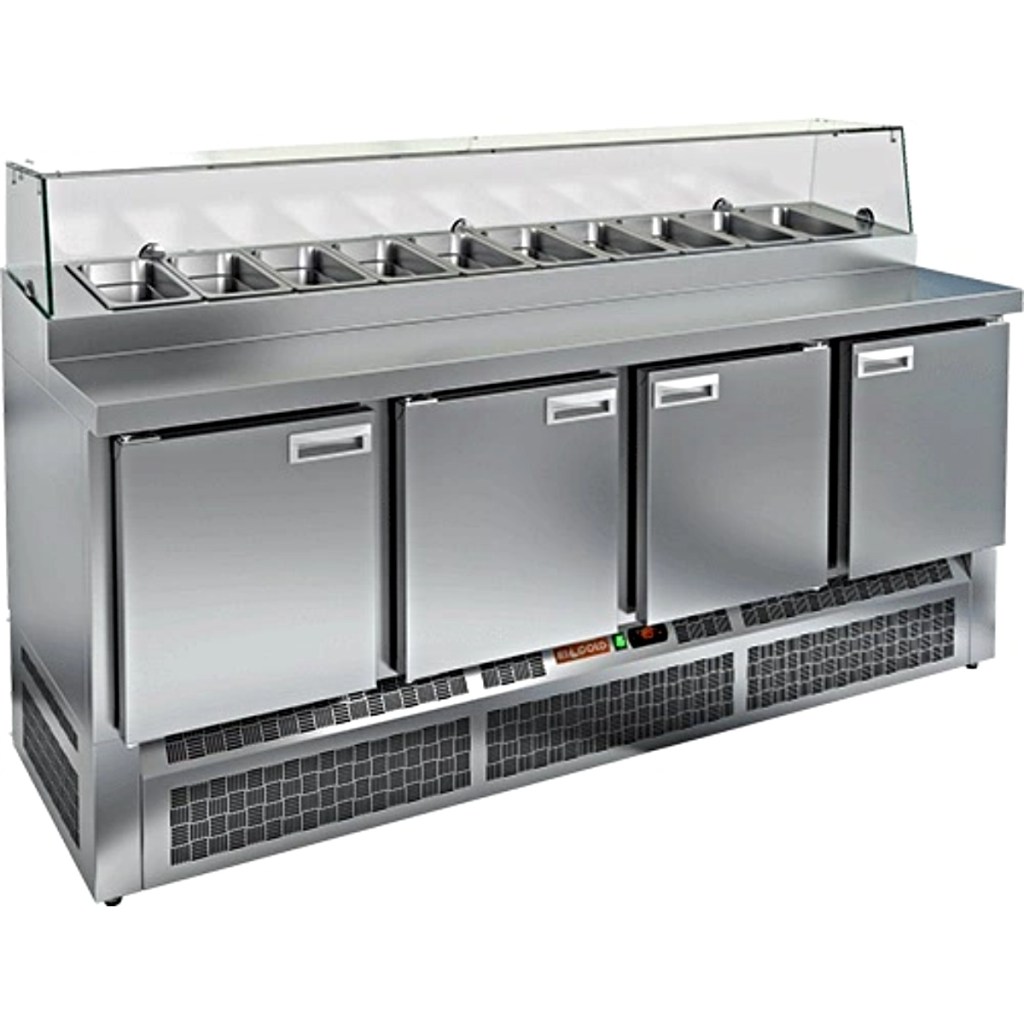 Стол холодильный для пиццы HiCold PZE1-1111/GN стекло