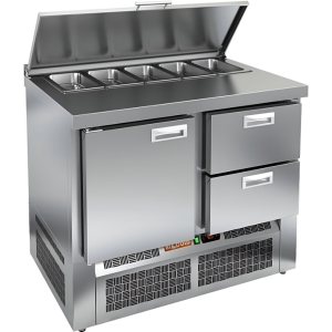 Стол холодильный для салатов HiCold SLE1-12GN (1/3) с крышкой